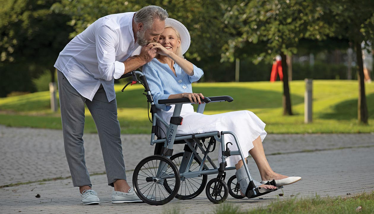 Wheelchair user in the park